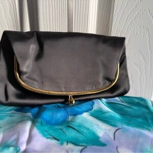 Vintage Black Satin Ingber Clutch